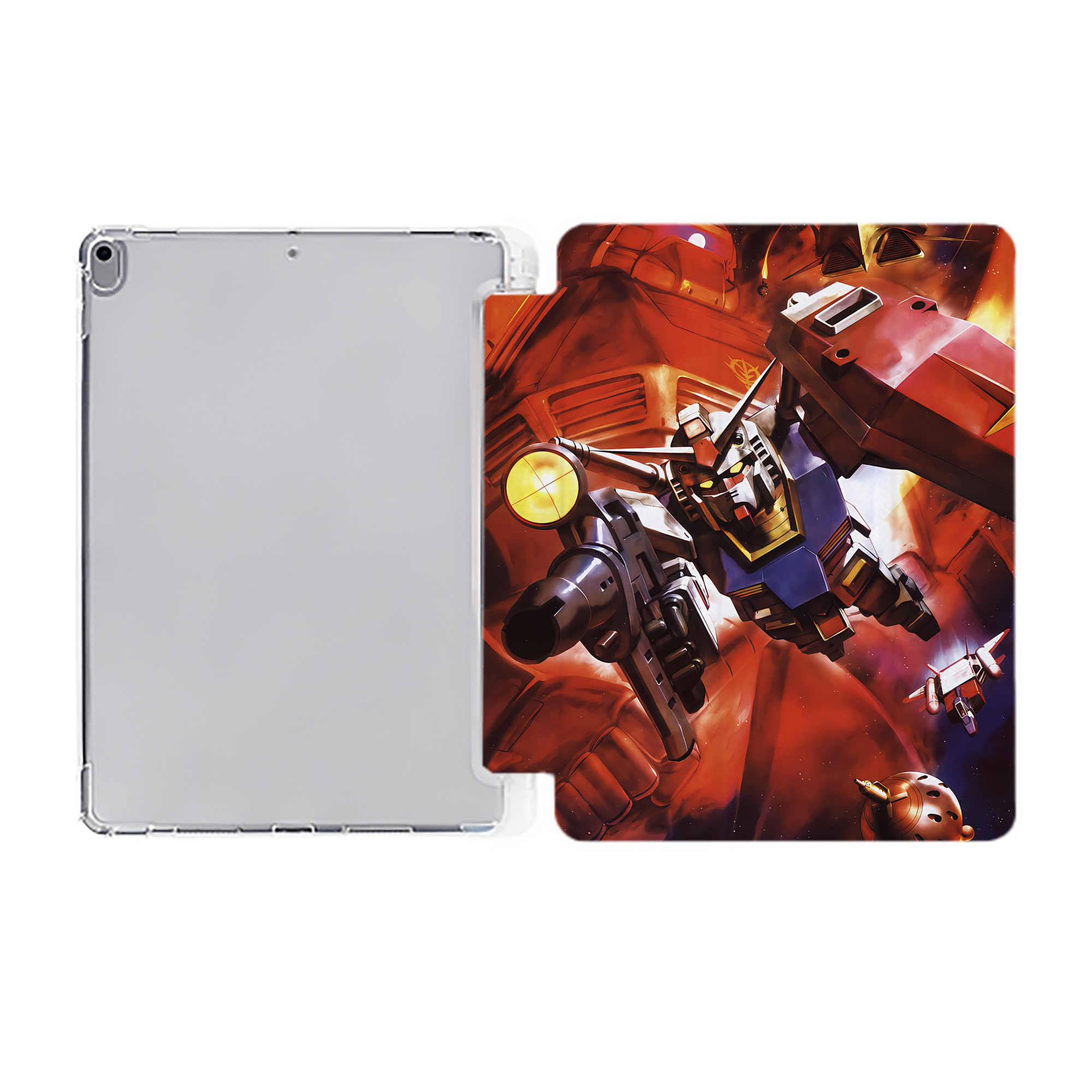（画像用） 機動戦士ガンダム Mobile Suit Gundam IPad ケース ペン収納付き 三つ折りスタンド PUレザー×シリコン 対応機種9.5/10.5/10.9インチ